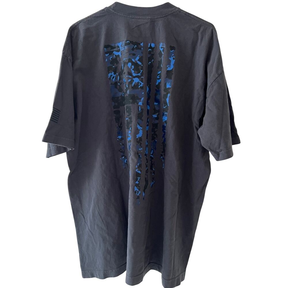 MFAM New Size Large Black Tee Shirt Black & Blue American Flags Rare
